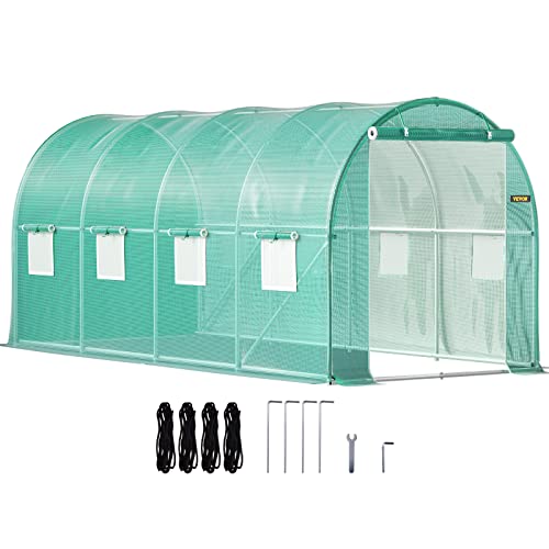 VEVOR Foliengewächshaus 4,6x2,1x2,1m Bogendach Gewächshaus Verzinkter Stahlrahmen PE Abdeckung Frühbeet Treibhaus Wasserdicht UV-Beständig Grün Mobiler Folientunnel Ideal für Anbau von Gemüse Blumen von VEVOR