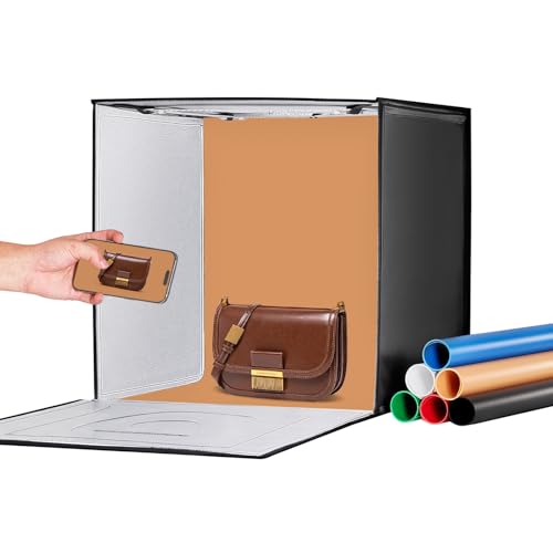 VEVOR Fotobox Studio Lichtbox 60 x 60 cm, Kit Light Box 3000-5600 K, einstellbare Farbtemperatur 160 LED 6 Hintergründe, Lichtbox für Fotostudio, Zelt für Fotostudio von VEVOR