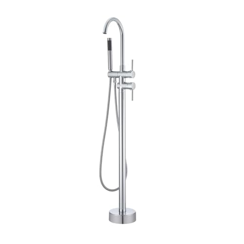 VEVOR Freistehende Badewannenarmatur mit Handbrause, Klassisch Badewannen Armaturen Set 98 cm Hohe, Silberner Badewannenhahn 1,61 GPM Durchfluss, Badewanne Wasserhahn Duschsystem Duscharmatur von VEVOR