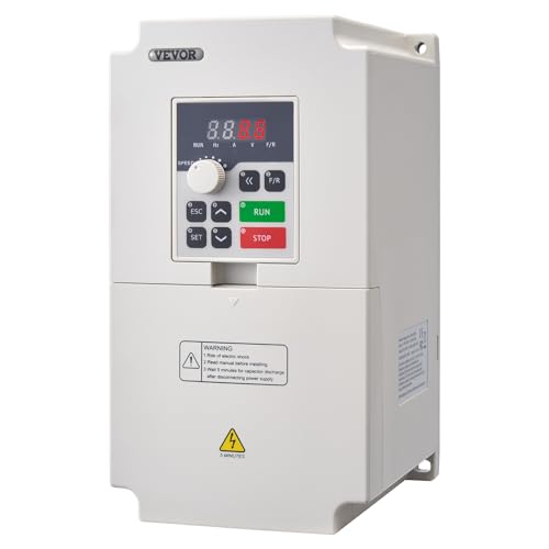 VEVOR Frequenzumrichter VFD 5 PS 4 kW 18 A 1/3 Phasen AC 220 V Eingang auf 3 Phasen AC 0–220 V Ausgang Frequenzumwandler 50/60 Hz Eingang 0–2000 Hz Ausgang VFD zur Drehzahlregelung des Spindelmotors von VEVOR