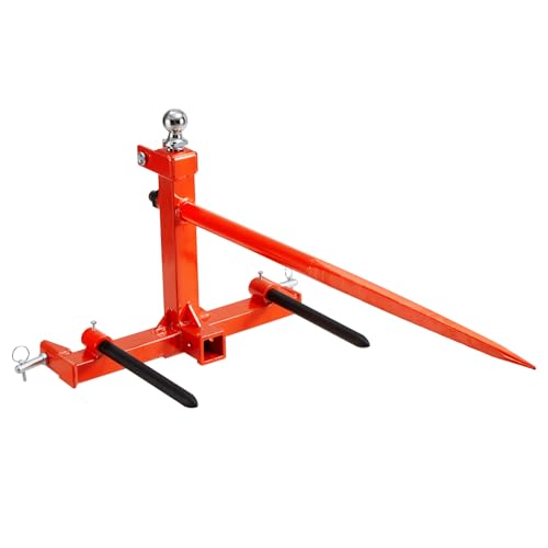 VEVOR Frontladerzinken 725kg Gewichtskapazität Ballenzinken Ballenspieß Ballentransportgabel mit einem Spieß & Zwei stabilisierenden Spießen Schwerlastzinken kompatibel mit Kompaktladern & Traktoren von VEVOR