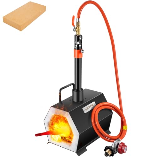 VEVOR Gas Schmiedeofen Sechseck, 250 x 215 x 190 mm Gas Schmiede mit Brenner, Gold, Messing, Bronze, Magnesium, Aluminium, Zinn und Edelstahl, Gas Propan Forge Schmiedeofen 2 m Gasschlauch von VEVOR