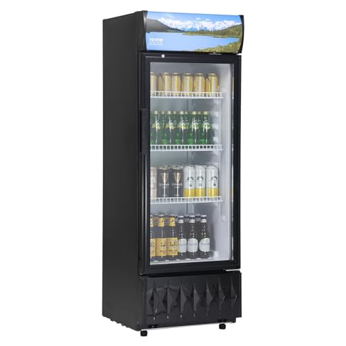 VEVOR Getränkekühlschrank Flaschenkühlschrank Schwarz 195 L, Getränkekühlschrank mit 3 Verstellbaren Einlegeböden, Gastro Getränkekühler 7-Stufige Knopfsteuerung, LED Kommerzieller Kühlschrank von VEVOR