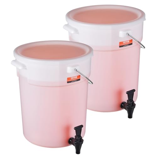 VEVOR Getränkespender, 19 L Getränkespender für Partys, Saftspender aus Kunststoff mit Zapfhahn und Deckel, Eistee-Limonadensaft-Wasserspender, für Restaurants, Hotels, Partys, 2er-Pack VEVOR Getränkespender, 19 L Getränkespender für Partys, Saftspender aus Kunststoff mit Zapfhahn und Deckel, Eistee-Limonadensaft-Wasserspender, für Restaurants, Hotels, Partys, 2er-Pack von VEVOR