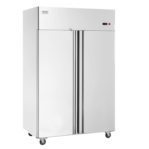 VEVOR Gewerbekühlschrank 1100 L, 2 Türen, Edelstahl-Kühlschrank mit automatischer Abtauung, 6 Ablagen, Temperaturregelung von -2 bis + 8 °C und 4 Rädern VEVOR Gewerbekühlschrank 1100 L, 2 Türen, Edelstahl-Kühlschrank mit automatischer Abtauung, 6 Ablagen, Temperaturregelung von -2 bis + 8 °C und 4 Rädern von VEVOR