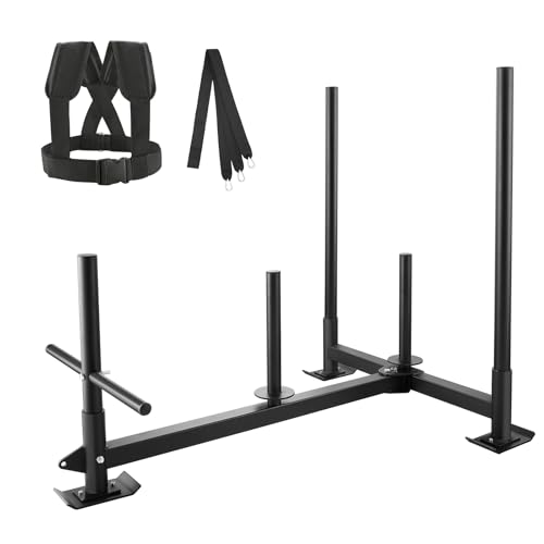 VEVOR Gewichtstrainingsschlitten, Pull-Push-Power-Schlitten mit Griff, Fitness-Kraft-Widerstandstraining, Trainingsgerät aus Stahl für sportliche Übungen, Passend für 2-Zoll-Gewichtsplatten, Schwarz von VEVOR