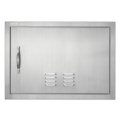VEVOR Grill-Zugangstür, 610 x 432 mm, Einzelne Außenküchentür, Flächenbündig Montierte Edelstahltür, Vertikale Wandtür mit Griff und Lüftungsschlitzen, für Grillinsel, Grillstation, Außenschrank VEVOR Grill-Zugangstür, 610 x 432 mm, Einzelne Außenküchentür, Flächenbündig Montierte Edelstahltür, Vertikale Wandtür mit Griff und Lüftungsschlitzen, für Grillinsel, Grillstation, Außenschrank von VEVOR