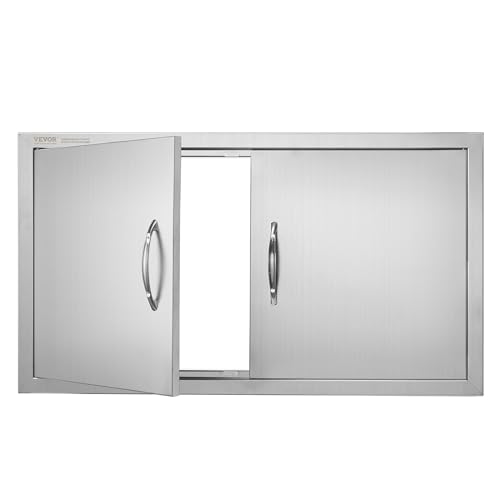 VEVOR Grill-Zugangstür, 863 x 482 x 46 mm, Doppelte Außenküchentür, Flächenbündig Montierte Edelstahltür, Vertikale Wandtür mit Griffen, für Grillinsel, Grillstation, Außenschrank usw. VEVOR Grill-Zugangstür, 863 x 482 x 46 mm, Doppelte Außenküchentür, Flächenbündig Montierte Edelstahltür, Vertikale Wandtür mit Griffen, für Grillinsel, Grillstation, Außenschrank usw. von VEVOR