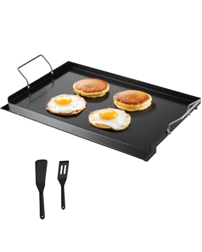 VEVOR Grillplatte Grillpfanne Karbonstahl universelle rechteckige Platte (606 x 360mm) mit flacher Oberseite, Gasgrill-Grillplatte für BBQ-Grill Teppanyaki, tragbares Familienkochgeschirr mit Griff von VEVOR