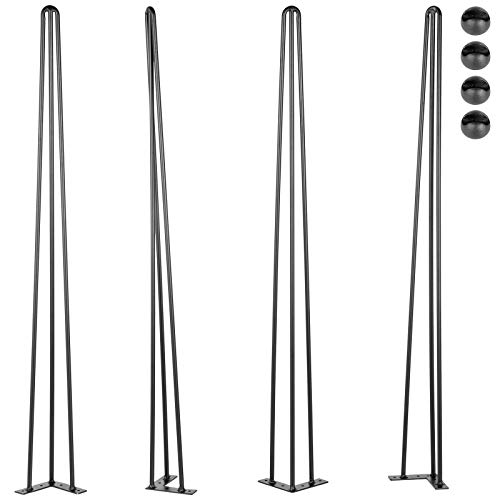 VEVOR Haarnadel Tischbein 30 Zoll 76,2 cm, Tischbeine Metall Schwarz 4 Stücke, Hairpin Leg Kohlenstoffstahl mit 4 Gummibodenfüße, Hairpin Tischbeine 3 Pfosten, Möbelfüße verstellbar austauschbare DIY VEVOR Haarnadel Tischbein 30 Zoll 76,2 cm, Tischbeine Metall Schwarz 4 Stücke, Hairpin Leg Kohlenstoffstahl mit 4 Gummibodenfüße, Hairpin Tischbeine 3 Pfosten, Möbelfüße verstellbar austauschbare DIY von VEVOR