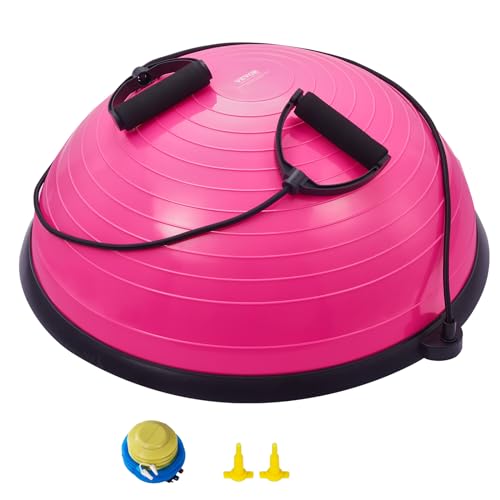 VEVOR Halb-Gymnastikball-Trainer, 584 mm Balance-Ball-Trainer, Stabilitätsball mit 300 kg Tragkraft, Yoga-Ball mit Widerstandsbändern und Fußpumpe, Kraft-Fitnessball für das Heim-Fitnessstudio, Rosa VEVOR Halb-Gymnastikball-Trainer, 584 mm Balance-Ball-Trainer, Stabilitätsball mit 300 kg Tragkraft, Yoga-Ball mit Widerstandsbändern und Fußpumpe, Kraft-Fitnessball für das Heim-Fitnessstudio, Rosa von VEVOR