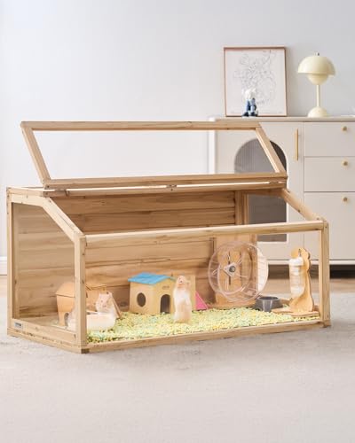 VEVOR Hamsterkäfig aus Holz, Hamsterhabitat mit 270°-Sicht, 101,6x50,8x50,8 cm, Zwerghamsterkäfige mit zu öffnender Oberseite, Kleintierkäfig, Mäusekäfig für Rennmäuse, Ratten, Meerschweinchen, Mäuse von VEVOR