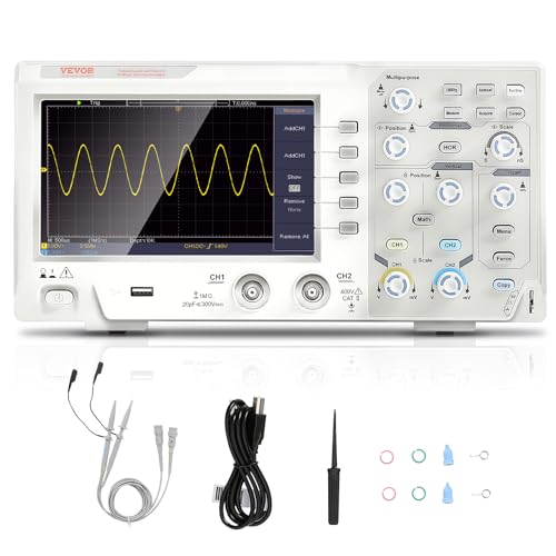 VEVOR Handheld Oszilloskop Digital Multimeter Zweikanal 100 MHz Bandbreite 1 GS/S High Sampling Professional Farbbildschirm Oszilloskop, Mini-Oszilloskop Datenspeicherfunktion Matheberechnung von VEVOR