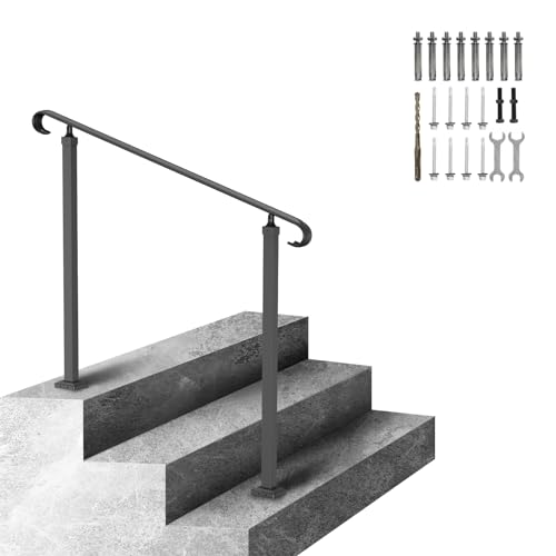 VEVOR Handläufe für Außenstufen, Passform 1-3 Stufen schmiedeeiserner Handlauf, Außentreppengeländer, verstellbarer Handlauf auf der Veranda, schwarze Übergangshandgeländer VEVOR Handläufe für Außenstufen, Passform 1-3 Stufen schmiedeeiserner Handlauf, Außentreppengeländer, verstellbarer Handlauf auf der Veranda, schwarze Übergangshandgeländer von VEVOR