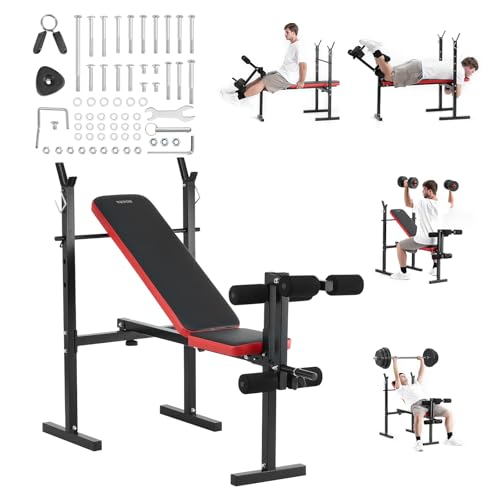 VEVOR Hantelbank-Set verstellbare Trainingsbankpresse Trainingsbank mit Ständer 172 kg belastbar, Sit-up-Bank für Krafttraining im Heim-Fitnessstudio, Hanteln-Set Rückenmuskel-Übung schwarz von VEVOR