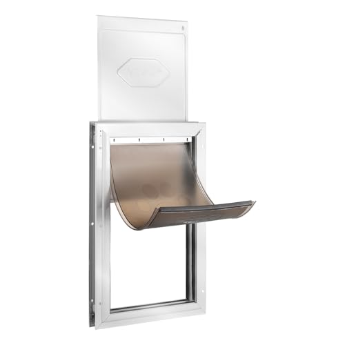 VEVOR Haustierklappe Hundeklappe aus Aluminiumrahmen mit Schloss & Klappensystem 210 x 303 mm, wetterfeste Hundeklappe Haustiertüre geeignet für Katzen Hunde Kätzchen (Weiß-S) einfache Montage von VEVOR