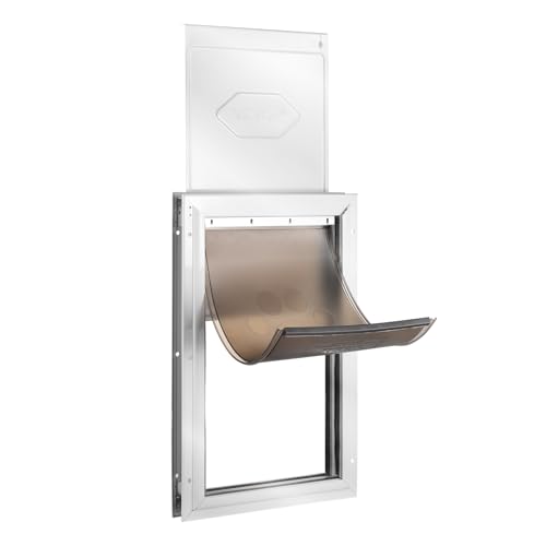 VEVOR Haustierklappe Hundeklappe aus Aluminiumrahmen mit Schloss & Klappensystem 346,1 x 600 mm, wetterfeste Hundeklappe Haustiertüre geeignet für Katzen Hunde Kätzchen (Weiß-XL) einfache Montage von VEVOR