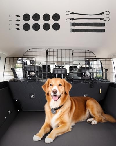 VEVOR Hunde Autobarriere einstellbare Trennwand Hundegitter (928 x 423 mm) Autoschutzgitter für die Rücksitze, Haustierbarriere aus Drahtgeflecht, universell passende Autobarriere für SUVs Lkws von VEVOR