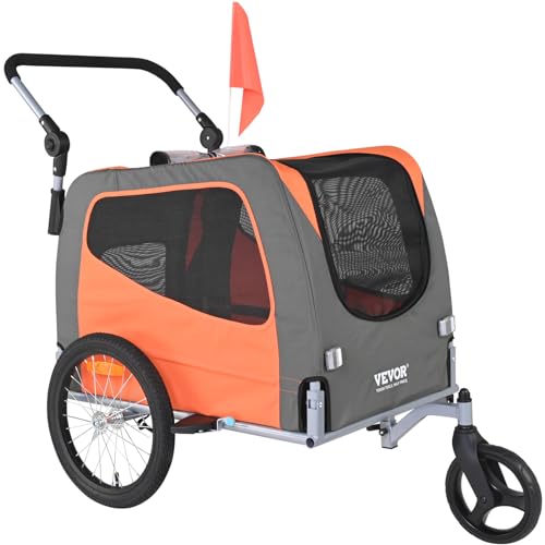 VEVOR Hundeanhänger 30 kg 2in1 Fahrradanhänger Kohlenstoffstahl + 600D Oxford-Gewebe + PP faltbar 1440 x 720 x 779 mm als Anhänger 1400 x 720 x 830 mm als Kinderwagen Hundebuggy Jogger Anhänger von VEVOR