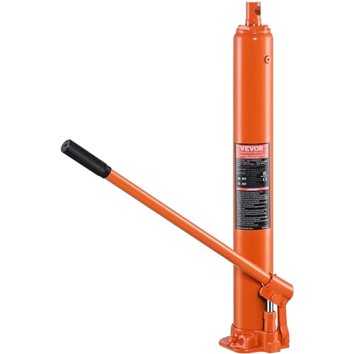VEVOR Hydraulischer Langer Ram-Wagenheber, 4 t Motorhebezylinder mit Einzelkolbenpumpe & Flacher Basis, Hydraulischer Auto-Flaschenheber für Motorhebebühnen, Garagen-/Ladenkrane, Bauernhof usw von VEVOR
