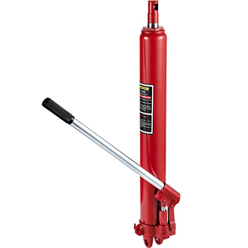 VEVOR Hydraulischer langer Rammenheber, 3 t Kapazität, mit Einzelkolbenpumpe & Gabelkopfsockel, manueller Hubarbeitsbühnenheber mit Griff, für Garagen-/Ladenkräne, Motorhebebühne, rot von VEVOR
