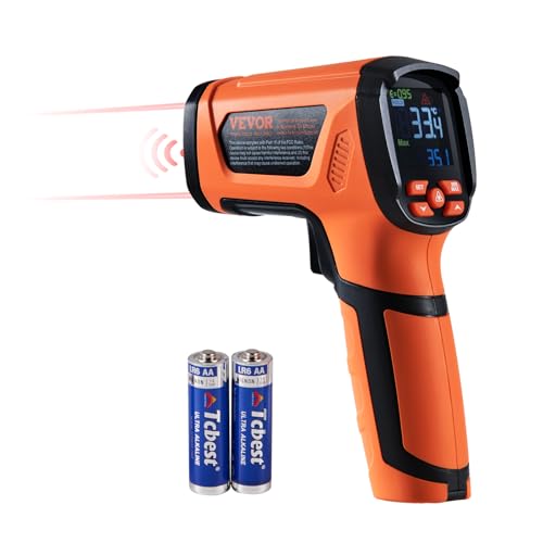 VEVOR Infrarot Thermometer IR 50:1 Pyrometer -40°C bis 1500°C Laser Temperaturmesser 180x120x60mm Temperaturmessgerät Nicht Menschliches Körperthermometer für Kochen/Barbecue/Gefrierschrank/Industrie von VEVOR