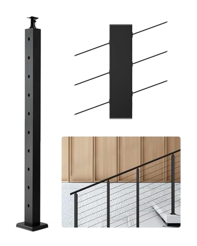 VEVOR Kabelgeländerpfosten, 914x50,8x50,8 mm, Geländerpfosten mit 30° vorgebohrten Löchern, SUS304 Edelstahl, gebogene Halterung, für Handlauf, Balustraden, Schwarz, 1JZLGZXHS914YIVIS001V0 VEVOR Kabelgeländerpfosten, 914x50,8x50,8 mm, Geländerpfosten mit 30° vorgebohrten Löchern, SUS304 Edelstahl, gebogene Halterung, für Handlauf, Balustraden, Schwarz, 1JZLGZXHS914YIVIS001V0 von VEVOR