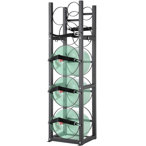 VEVOR Kältemitteltankgestell, mit 3 x 30 lbs und 3 weiteren kleinen Flaschentanks, Zylindertankgestell 12,79 x 12,99 x 47,12 Zoll, Kältemittelzylindergestell und Halterungen für Freon, Gase, Sauerstof von VEVOR