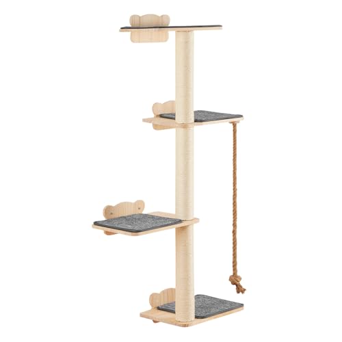 VEVOR Katzenbaum 125 cm, 4-stöckiger Katzenregalbaum, Katzenwandmöbel-Set mit 4 Sprungbrettern, Katzenkratzturm bis zu 18 kg, Wandkratzbaum aus Kiefernholz zum Schlafen, Spielen und Klettern VEVOR Katzenbaum 125 cm, 4-stöckiger Katzenregalbaum, Katzenwandmöbel-Set mit 4 Sprungbrettern, Katzenkratzturm bis zu 18 kg, Wandkratzbaum aus Kiefernholz zum Schlafen, Spielen und Klettern von VEVOR