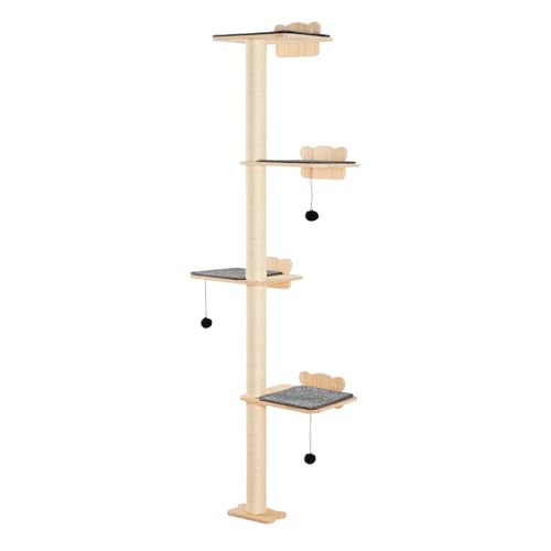 VEVOR Kratzbaum mit 4Ebenen, Wandmöbel-Set für Katzen mit 4Sprungbrettern, wandmontiertes schwebendes Katzenregal bis zu 18 kg,12 mm Katzensitzstange aus Kiefernholz zum Schlafen, Spielen und Klettern VEVOR Kratzbaum mit 4Ebenen, Wandmöbel-Set für Katzen mit 4Sprungbrettern, wandmontiertes schwebendes Katzenregal bis zu 18 kg,12 mm Katzensitzstange aus Kiefernholz zum Schlafen, Spielen und Klettern von VEVOR