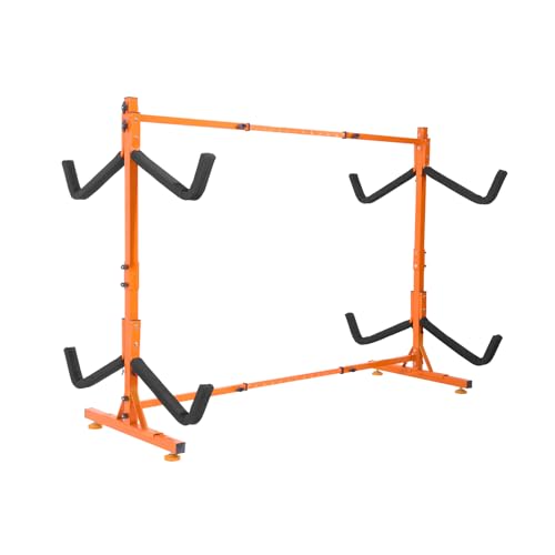 VEVOR Kayak Halterung Kajak Aufhänger 1260 x 1070 x 1375 mm, Freistehender Kajakständer 4 Kajaks 1230–1825 mm Breitenverstellbereich, Kajak Aufbewahrungsregal Robuste Kajak-Aufbewahrungshaken von VEVOR