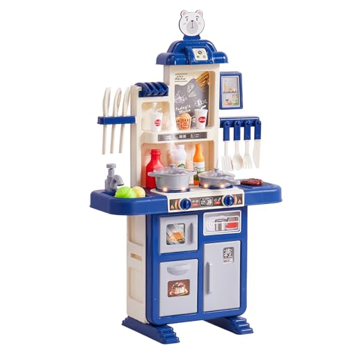 VEVOR Kinderküchen, Spielküche mit Kochherd, Geräuschen und Lichtern, Koch Pretend-Spielset mit 48-teiligem Spielzeug Nahrungs- und Kochgeschirr Zubehör, für Kinder im Alter von 3–5 Jahren, Blau VEVOR Kinderküchen, Spielküche mit Kochherd, Geräuschen und Lichtern, Koch Pretend-Spielset mit 48-teiligem Spielzeug Nahrungs- und Kochgeschirr Zubehör, für Kinder im Alter von 3–5 Jahren, Blau von VEVOR