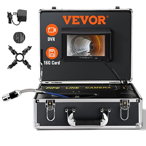 VEVOR Kit Endoskop-Kamera, Sonde Pixel 1000TVL, Ortungsgerät für die Inspektion der Trutung, LCD-Farbbildschirm, 17,8 cm (7 Zoll), Inspektionskamera, Sonde, Kabel 30 m, für Rohre, Blickwinkel 130 ° von VEVOR