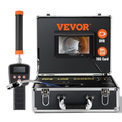 VEVOR Kit Endoskop-Kamera, Sonde Pixel 1000TVL, Ortungsgerät für die Inspektion der Trutung, LCD-Farbbildschirm, 7 Zoll, Inspektionskamera, Sonde, Kabel 40 m, für Rohre, Blickwinkel 130 ° von VEVOR