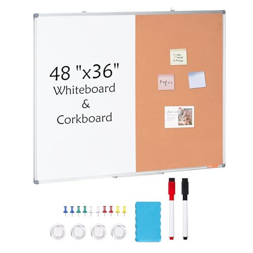 VEVOR Kombitafel Kork Pinnwand & Magnettafel 120 x 90 cm, 2 in 1 Memoboard Kombiboard, Pinnwand aus Aluminiumrahmen, magnetische, trocken abwischbare Pinnwand, ideal für Schule, Zuhause, Büro VEVOR Kombitafel Kork Pinnwand & Magnettafel 120 x 90 cm, 2 in 1 Memoboard Kombiboard, Pinnwand aus Aluminiumrahmen, magnetische, trocken abwischbare Pinnwand, ideal für Schule, Zuhause, Büro von VEVOR