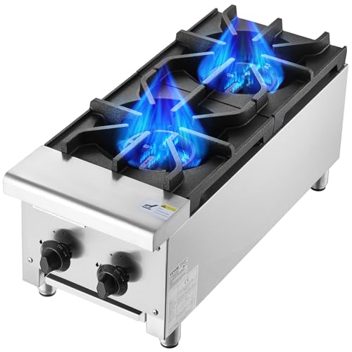VEVOR Kommerzieller Gasherd Gaskochherd mit 2 Gaskochfelder, Propan/Erdgas-Kochherd Edelstahl-Gaskochplatte, kommerzielles Kochgerät 305 x 770 x 335 mm für Restaurants Hotel Café 14 kW VEVOR Kommerzieller Gasherd Gaskochherd mit 2 Gaskochfelder, Propan/Erdgas-Kochherd Edelstahl-Gaskochplatte, kommerzielles Kochgerät 305 x 770 x 335 mm für Restaurants Hotel Café 14 kW von VEVOR