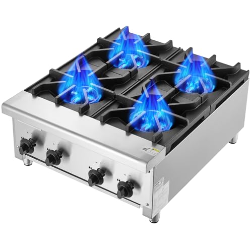 VEVOR Kommerzieller Gasherd Gaskochherd mit 4 Gaskochfelder, Propan/Erdgas-Kochherd Edelstahl-Gaskochplatte, kommerzielles Kochgerät 610 x 775 x 335 mm für Restaurants Hotel Café 28 kW VEVOR Kommerzieller Gasherd Gaskochherd mit 4 Gaskochfelder, Propan/Erdgas-Kochherd Edelstahl-Gaskochplatte, kommerzielles Kochgerät 610 x 775 x 335 mm für Restaurants Hotel Café 28 kW von VEVOR