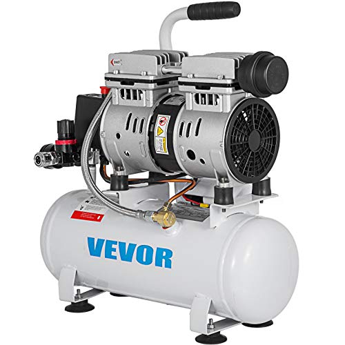 VEVOR Luftkompressor, ohne Öl, Kompressor, leise, Druckluft, Kompressor, Werkzeug für Reparaturen zu Hause, Aufpumpen von Reifen (9 l, 550 W, Motor aus reinem Kupfer) von VEVOR
