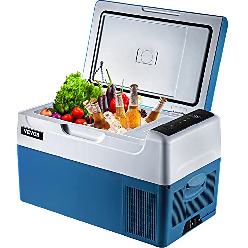 VEVOR Kühlschrank, tragbar, 22L Autokühlschrank Kompressorkühlbox Edelstahl Urlaub Isolierbox Mini Kühlschrank Kühlbox Auto und Steckdose von VEVOR