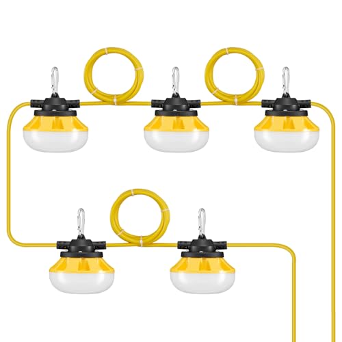VEVOR LED Baustrahler 15,24 m, 50 W, 5000 lm, 5er-Lichterkette für Industriebeleuchtung, 5000 K Tageslicht & IP65, mit Aufhängehaken, für Baustellen, temporäre Beleuchtung im Innen- & Außenbereich VEVOR LED Baustrahler 15,24 m, 50 W, 5000 lm, 5er-Lichterkette für Industriebeleuchtung, 5000 K Tageslicht & IP65, mit Aufhängehaken, für Baustellen, temporäre Beleuchtung im Innen- & Außenbereich von VEVOR
