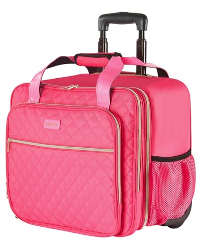 VEVOR Laptop Trolley, passend für Laptops bis zu 17,3 Zoll (44 cm), Aktenkoffer, Notebooktasche mit 2 festen Rollen & Teleskopgriff, Laptoptasche für Arbeit, Reisen, Business, Büro, 425x260x410mm Pink von VEVOR