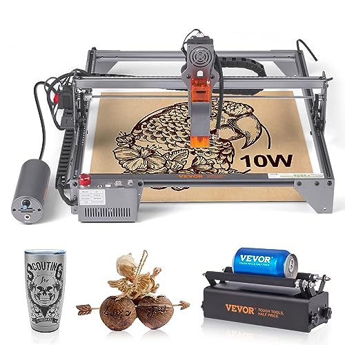 VEVOR Laser Graviermaschine 10W Graviergerät 40x40cm Arbeitsbereich Lasergravier 455±5nm Blaulichtlaser 10.000mm/min Kompatibel mit LightBurn & LaserGRBL für Holz Kunststoff, Acryl Leder Edelstahl von VEVOR