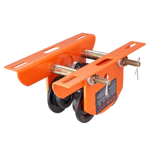 VEVOR Laufkatze 0,5Tonnen Tragfähigkeit Hallenkran 60-120mm Einstellbare Breite Kran 268x227x108mm Rollfahrwerk Doppelrad-Design Handfahrwerk für I- und H-Trägern Hallenkran Ladekran von VEVOR