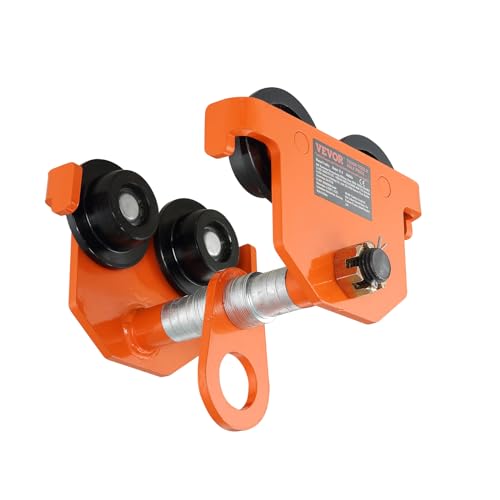 VEVOR Laufkatze 5Tonnen Tragfähigkeit Hallenkran 114-203mm Einstellbare Breite Kran 310x370x340mm Rollfahrwerk Doppelrad-Design Handfahrwerk für I- und H-Trägern Hallenkran Ladekran von VEVOR