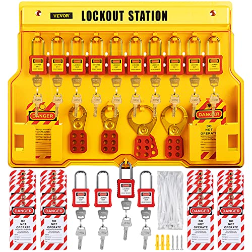 VEVOR Lockout Tagout Kit 58 Stk. Trennschalterschloss, Hasps Tags und Sicherheits Aufbewahrungstasche für Vorhängeschlösser für Lock and Tag Produkte und elektrische Sicherheitsausrüstung von VEVOR