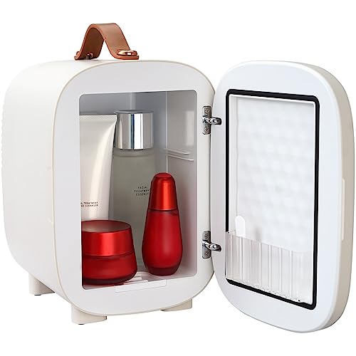 VEVOR Mini Kühlschrank 4 L / 6 Dosen, 2 in 1 Kleiner Kühlschrank Kühl- und Heizfunktion, Flaschenkühlschrank, Getränkekühlschrank 9 V DC / 220 V AC Minikühlschrank für Getränke, Kosmetik, Weiß von VEVOR