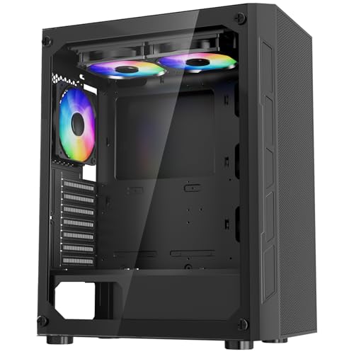 VEVOR PC-Gaming-Gehäuse, Mid-Tower, gehärtetes Glaspanel mit hohem Luftstrom, Staubfilter, 3X 120 mm ARGB-Lüfter, Kabelmanagement, für GPUs mit bis zu 320 mm Länge, für ATX/M-ATX/ITX VEVOR PC-Gaming-Gehäuse, Mid-Tower, gehärtetes Glaspanel mit hohem Luftstrom, Staubfilter, 3X 120 mm ARGB-Lüfter, Kabelmanagement, für GPUs mit bis zu 320 mm Länge, für ATX/M-ATX/ITX von VEVOR