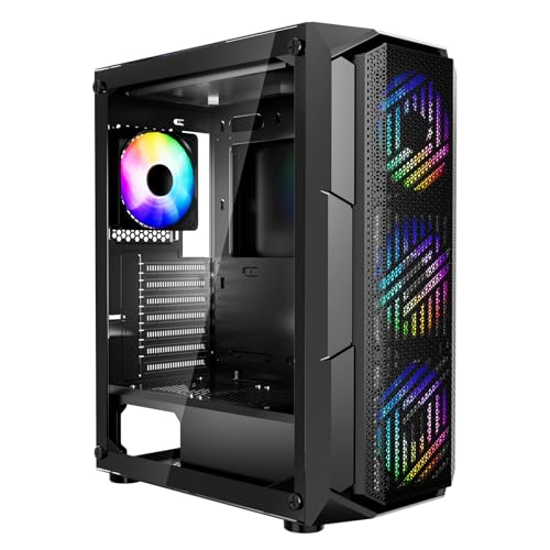 VEVOR PC-Gaming-Gehäuse, Mid-Tower, gehärtetes Glaspanel mit hohem Luftstrom, Staubfilter, 4X 120 mm ARGB-Lüfter, Kabelmanagement, für GPUs mit bis zu 320 mm Länge, für ATX/M-ATX/ITX VEVOR PC-Gaming-Gehäuse, Mid-Tower, gehärtetes Glaspanel mit hohem Luftstrom, Staubfilter, 4X 120 mm ARGB-Lüfter, Kabelmanagement, für GPUs mit bis zu 320 mm Länge, für ATX/M-ATX/ITX von VEVOR