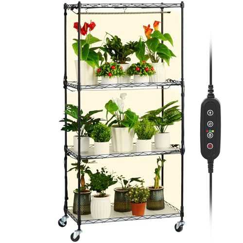 VEVOR Pflanzenständer mit Wachstumslicht, 4 Ebenen, 45 W Pflanzenregal für Innenbereich, 3 Lichtspektrum-Modi, Metall-Pflanzenregal mit Timer, 60 x 35 x 126,5 cm VEVOR Pflanzenständer mit Wachstumslicht, 4 Ebenen, 45 W Pflanzenregal für Innenbereich, 3 Lichtspektrum-Modi, Metall-Pflanzenregal mit Timer, 60 x 35 x 126,5 cm von VEVOR
