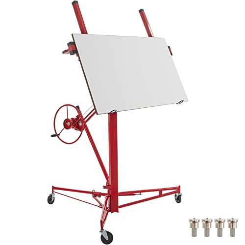 VEVOR Plattenheber Paneelheber Trockenbau Rollheber Montagehilfe für Rigipsplatten Gipskartonplatten Brettern Kunststoffplatten, 1-Mann-Bedienung 120-335 cm Arbeitshöhe 68 kg Tragfähigkeit Rot von VEVOR